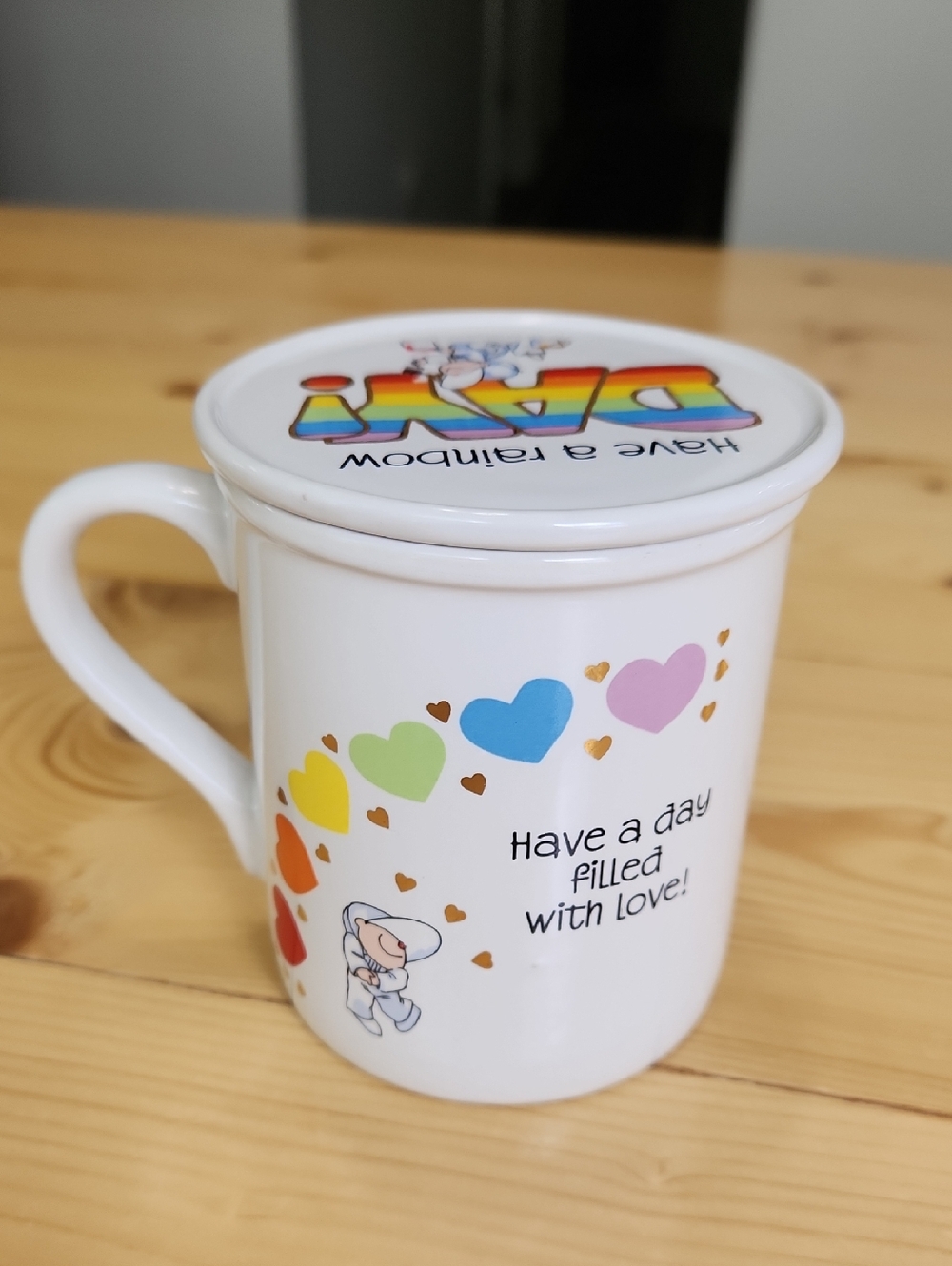 VTG 1983 Hallmark Mug Mates Coffee Cup With Coaster Lid Have A Rainbow Day Japan - Picture 3 of 13